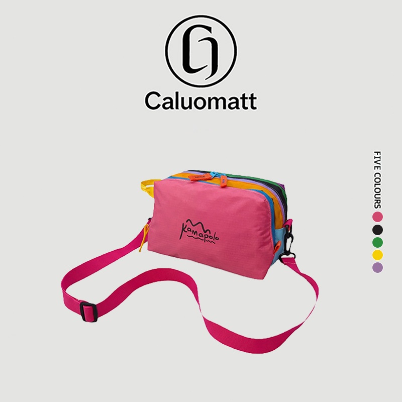 【Caluomatt.TH】กระเป๋าสะพายข้างสีตัดกัน กันน้ำ ผ้าไนล่อน น้ำหนักเบา สไตล์สตรีท สำหรับออกเที่ยว