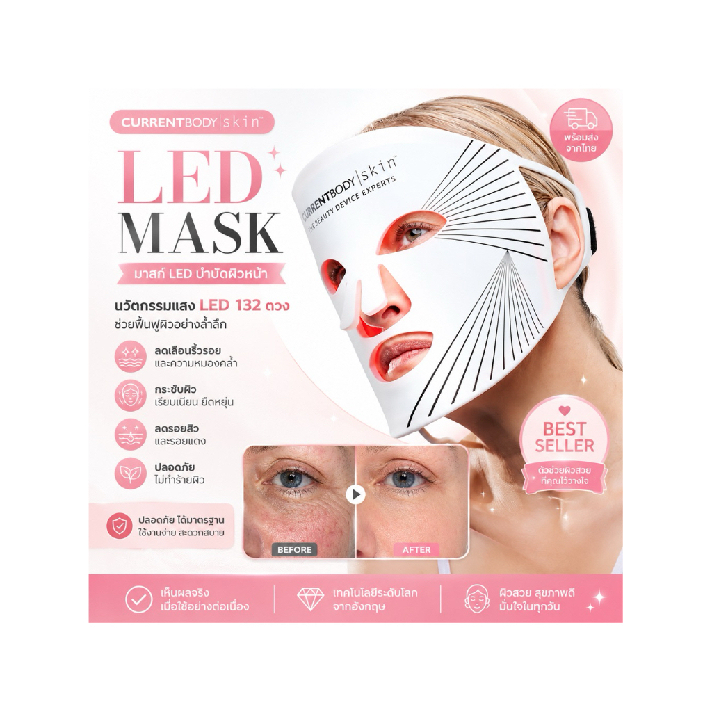🇰🇷Prekorea สอบถามก่อนสั่งซื้อ หน้ากาก Led light mask ลดริ้วรอย กระตุ้นคอลลาเจน แน่นกระชับ ลดสิว