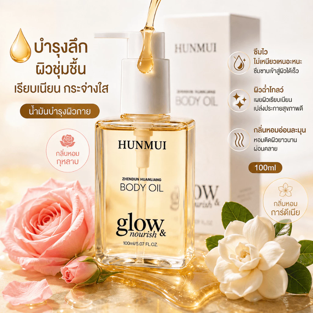 [ซื้อ 1 แถม 1] Body Oil Warm Vanilla บอดี้ออยล์บำรุงผิว เติมความชุ่มชื้น ผิวโกลว์ ลดผิวแห้งกร้าน ใช้ได้ทั่วร่างกาย