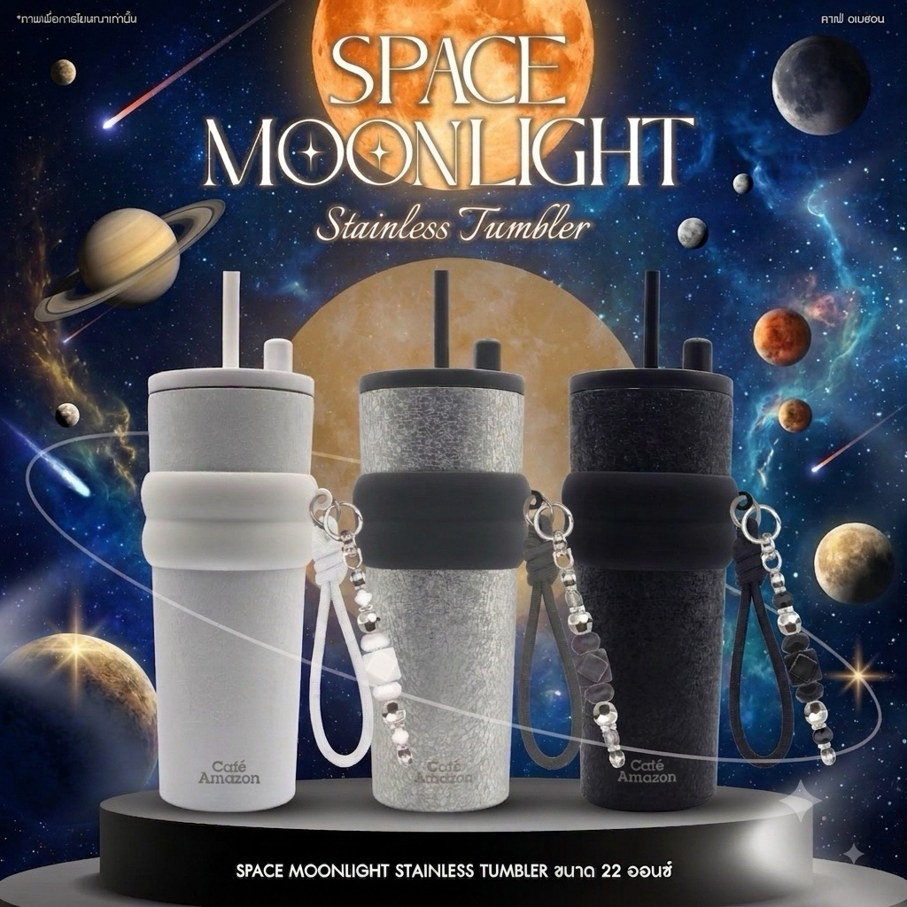 (ทักลด50%) ส่งด่วนกทม. แก้ว amazon Space moonlight แท้ 100 % แก้วเก็บความเย็น 2026 สวยมาก