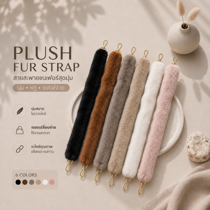 PLUSH FUR STRAP 🧸✨ สายสะพายขนเฟอร์สุดนุ่ม