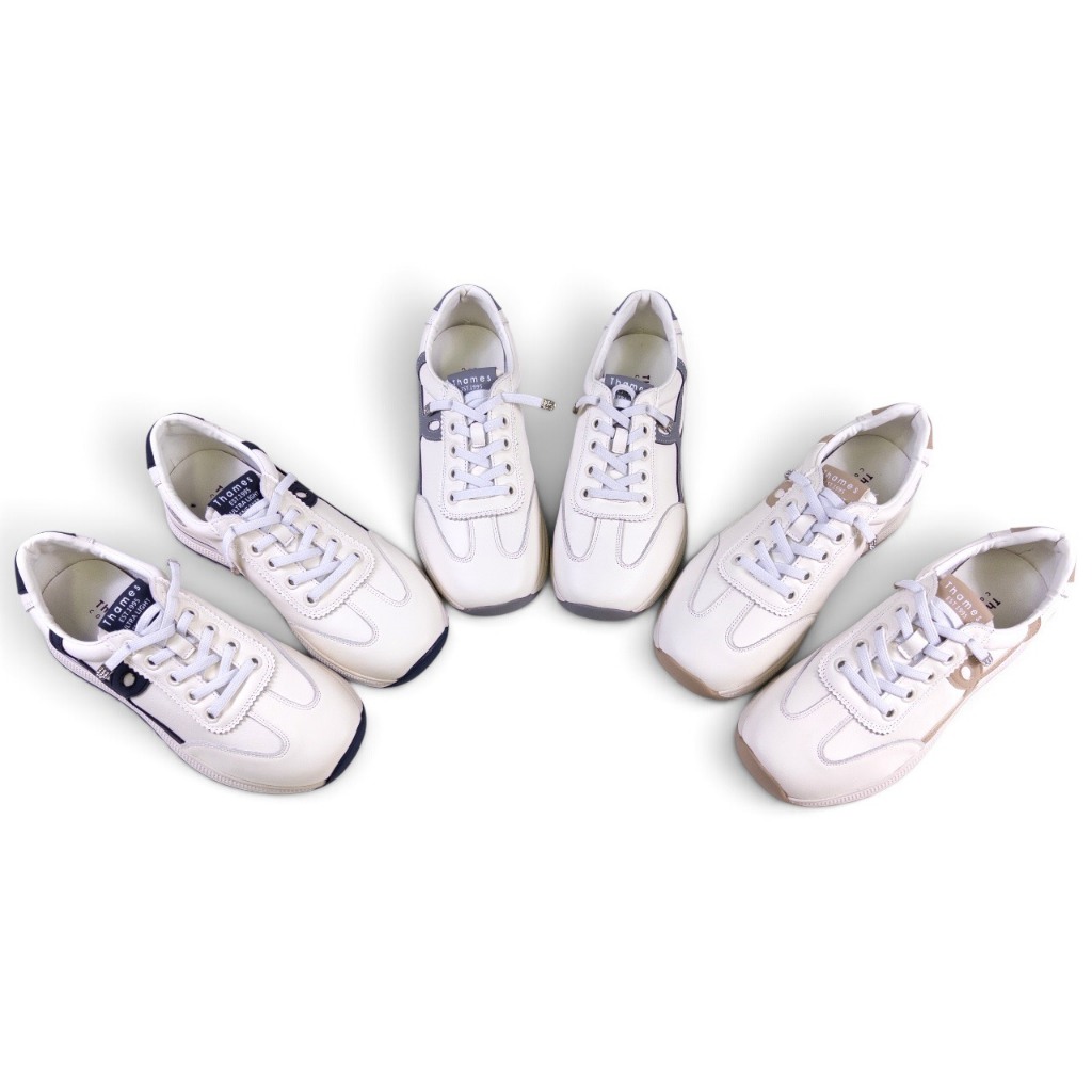 Thames(เทมส์) รองเท้าผ้าใบหนังแท้ผู้หญิง เชือกยางยืด Sneakers-TH41153