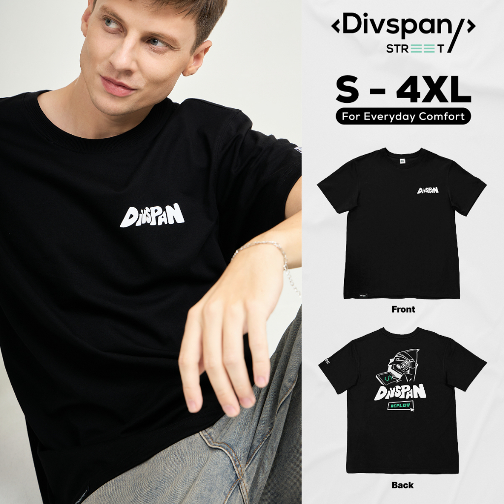 Divspan – เสื้อยืด สตรีทมินิมอลดำ ชาย/หญิง S - 4XL รุ่น Retro Hack