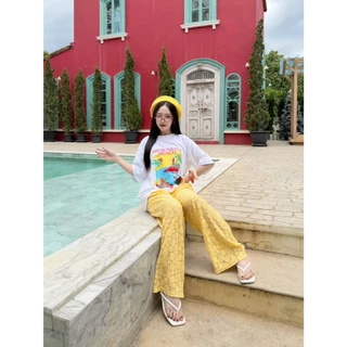 POPUP BKK | Play Muse ชุดเซ็ตเสื้อ+กางเกงขายาว ผ้ายืดพรีเมียม ลายซัมเมอร์สดใส (Free Size S-XL ใส่ได้)
