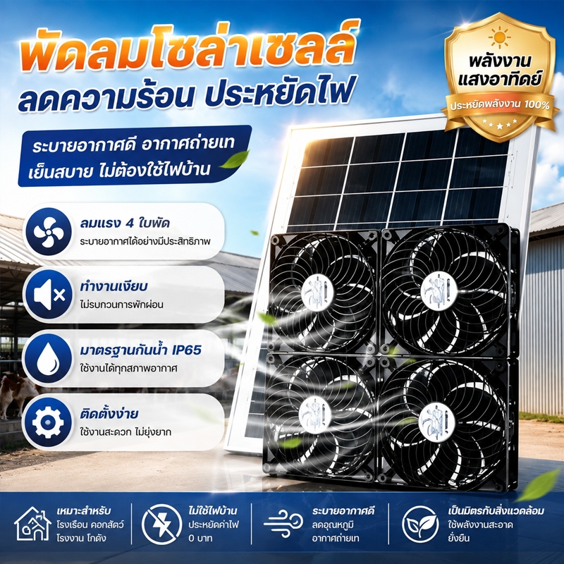 พัดลมดูดอากาศโซล่าเซลล์ ขนาด พัดลม 4 ตัว กำลังไฟสูง250Wพัดลมระบายอากาศโซล่าเซลล์ พัดลมดูดอากาศพลังงานแสงอาทิตย์