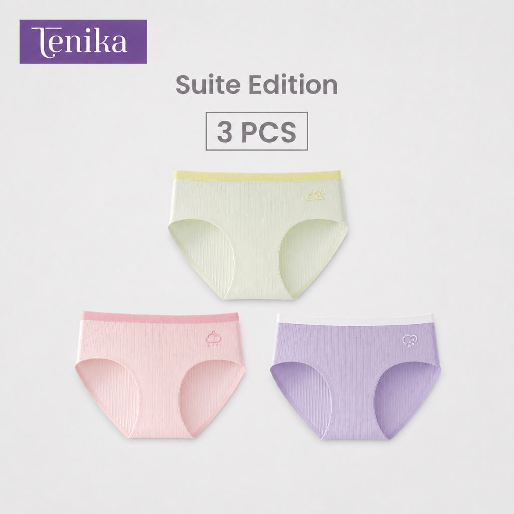 TENIKA กางเกงในผู้หญิง Cotton Panties（3pcs）M-XXL ผ้านุ่มลื่น เย็น สบาย