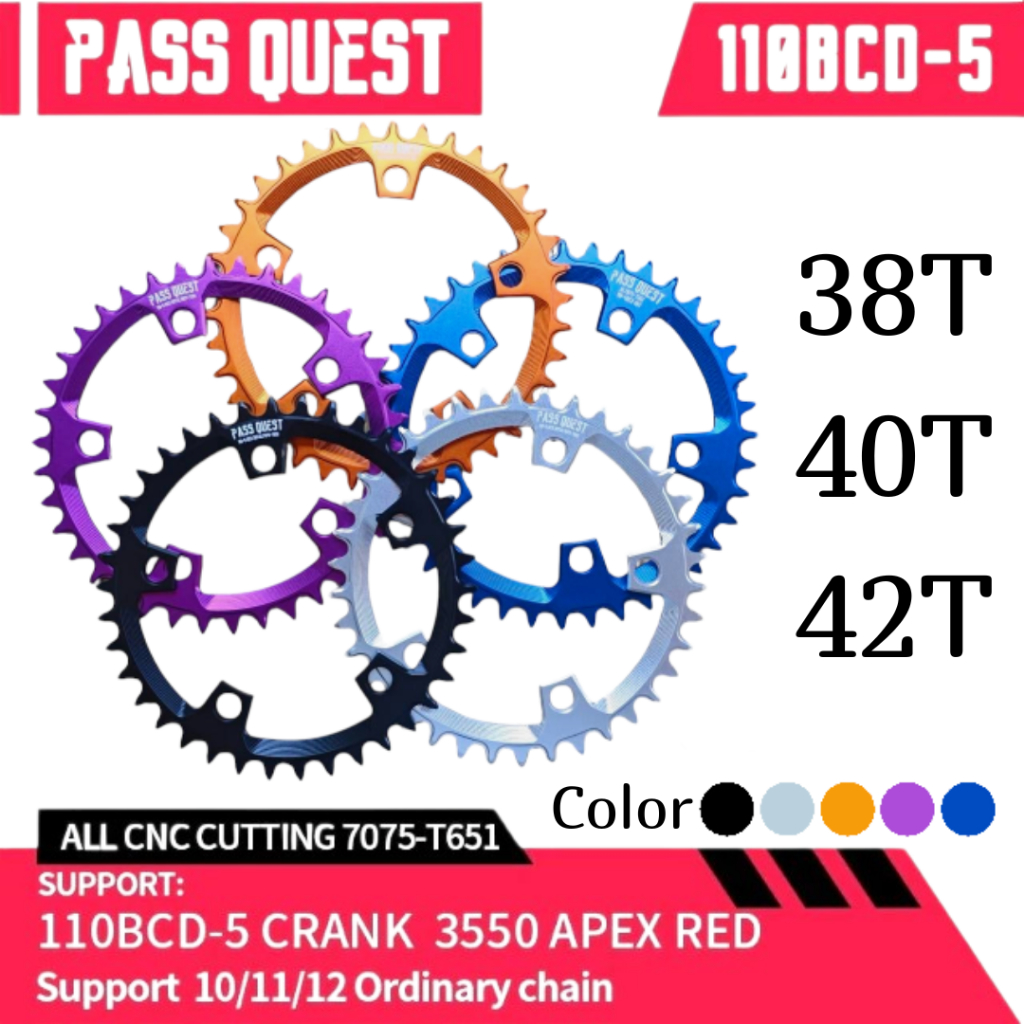 ใบจาน PASS QUEST 110BCD (5-Bolt) Narrow Wide 1x  ขนาด 38-42T