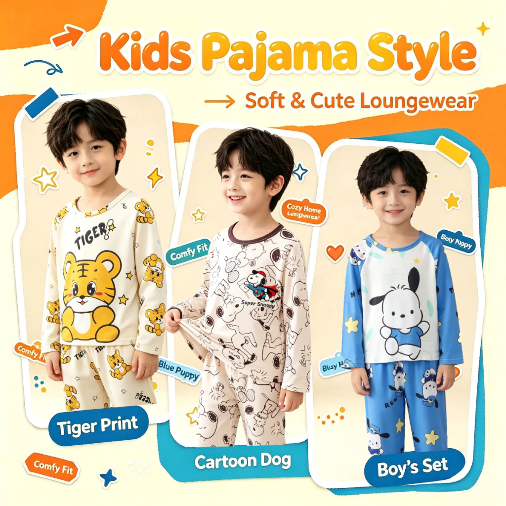 ชุดนอนเด็กชายแขนยาวขายาวคอกลม สไปเดอร์แมน เนื้อผ้านม丝 นุ่มสบาย ใส่หลับสบายสำหรับเด็ก