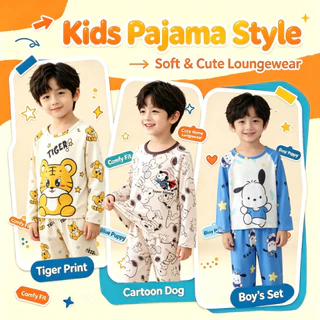 ชุดนอนเด็กชายแขนยาวขายาวคอกลม สไปเดอร์แมน เนื้อผ้านม丝 นุ่มสบาย ใส่หลับสบายสำหรับเด็ก