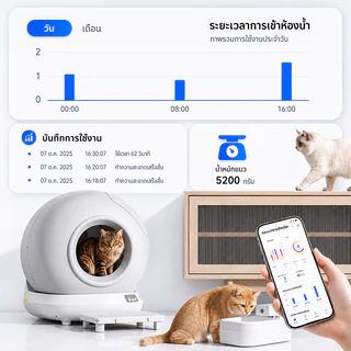 กระบะทรายแมวอัต80L ห้องน้ำแมวอัต ห้องน้ำเเมวแบบอัตโนมัติ การชั่งน้ำหนักอัจฉริยะ Automatic cat litter box ห้องน้ำแมว
