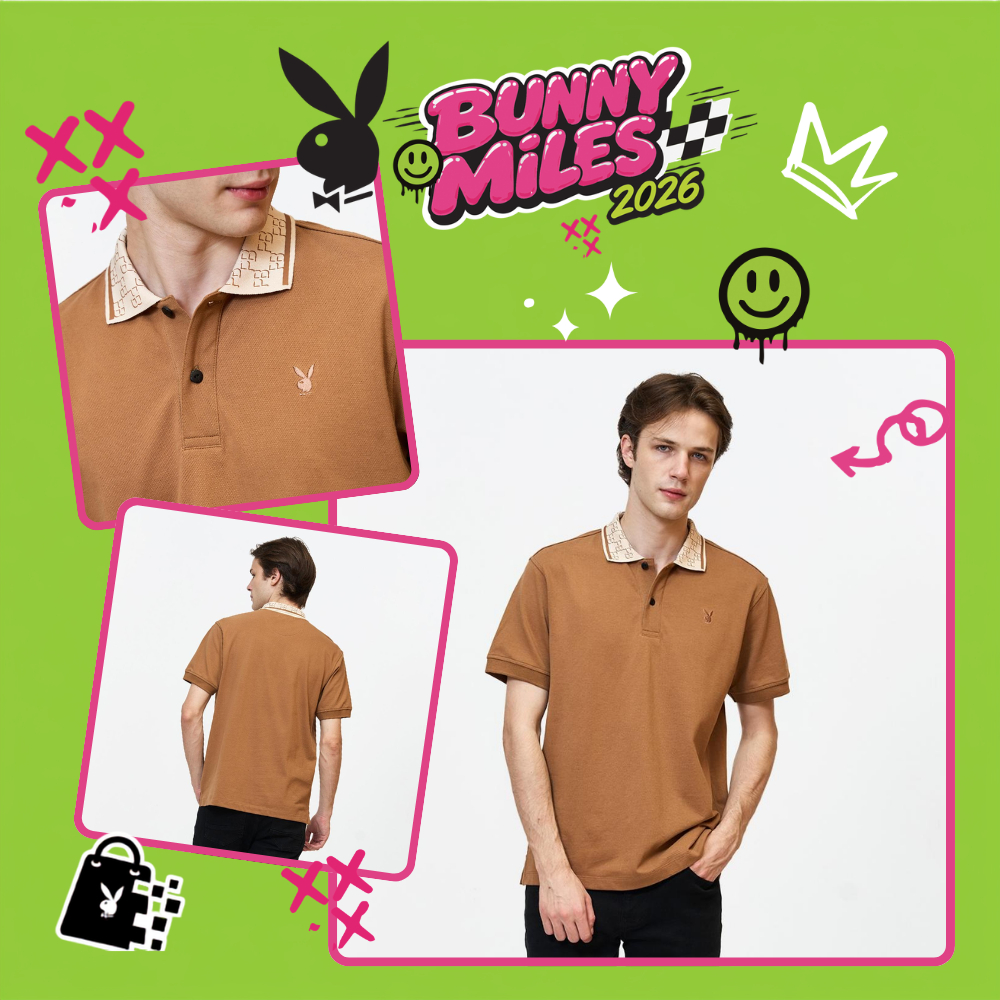 PLAYBOY 06PBเสื้อโปโลพ  เสื้อผ้าผู้ชาย/เสื้อ/เสื้อโปโลสีน้ำตาล รุ่น P1MT269TP041BR