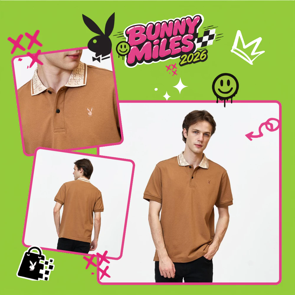 PLAYBOY 06PBเสื้อโปโลพ เสื้อผ้าผู้ชาย/เสื้อ/เสื้อโปโลสีน้ำตาล รุ่น P1MT269TP041BR
