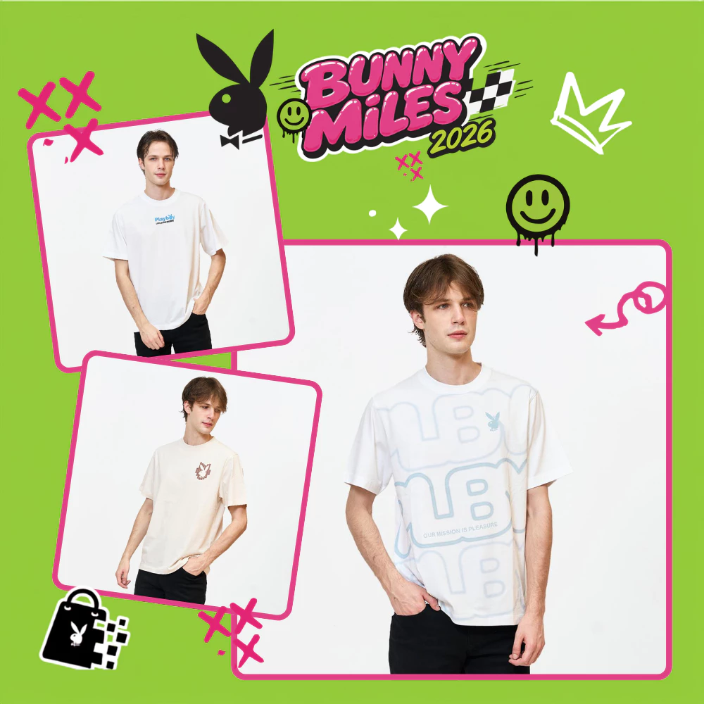 PLAYBOY 06PB เสื้อยืด เสื้อผ้าผู้ชาย/เสื้อ/เสื้อยืดสีขาว รุ่น P1MT265TB069WH 072BE 073WH