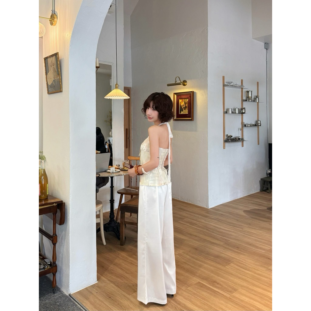 Sandtime.bkk | Fleur pants กางเกงซาติน เนื้อดี ผ้าหนา งานปักสวยพรีเมียม รูปที่ 2
