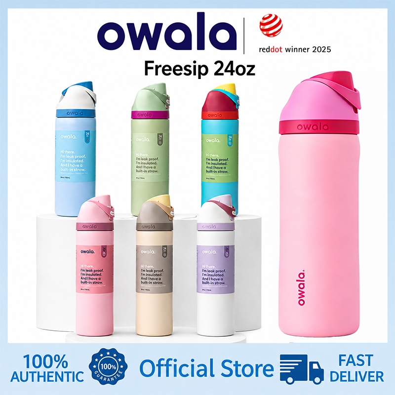 💦Owala FreeSip 24oz กระบอกน้ำพร้อมหลอด เก็บร้อนเก็บเย็น กันรั่ว พกพาสะดวก ความจุใหญ่ แก้วน้ำเก็บอุณหภูมิ