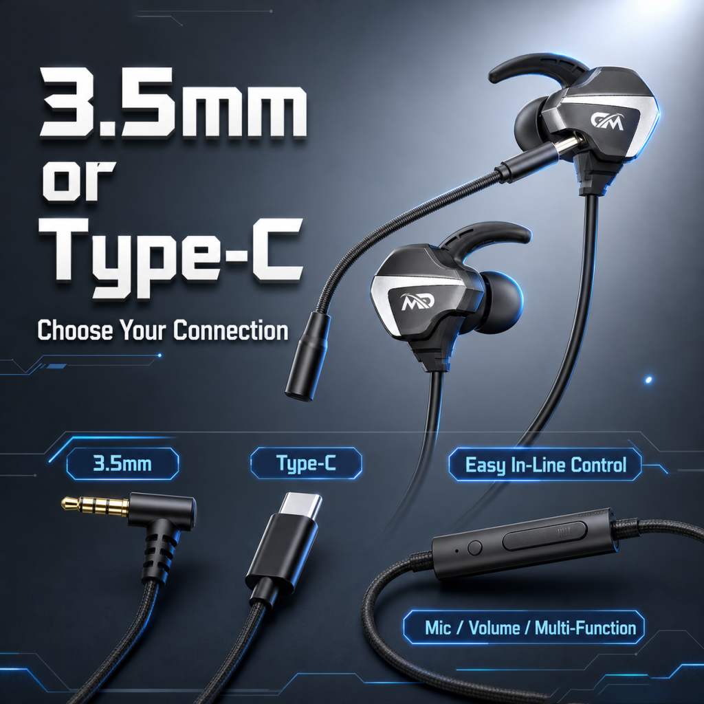 Game Earphone หูฟังเกมมิ่ง พร้อมไมค์ หูฟังสำหรับเล่นเกม หูฟังเล่นเกมมือถือ 3.5มม In-Ear