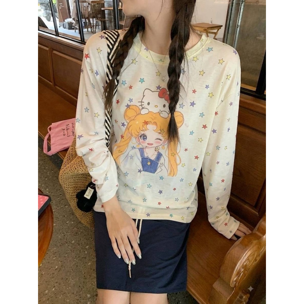 💫🎀 Star Top Sailor moon x Kitty เสื้อลายดาวผ้าคอตต้อนนุ่มมม