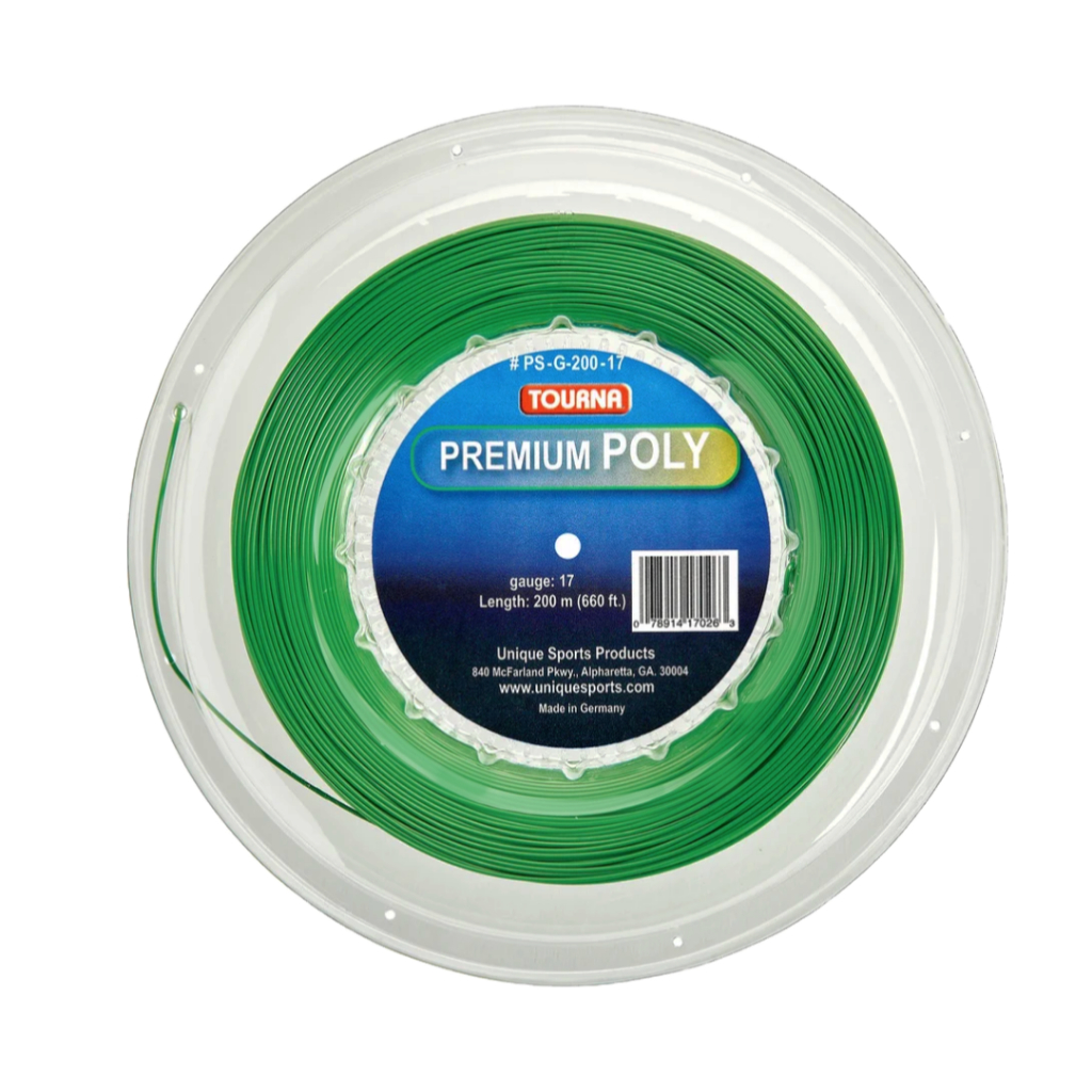 TOURNA PREMIUM POLY CUT GREEN เอ็นไม้เทนนิส  สีแดง เอ็นกลมทนทาน  ราคาประหยัด ทั้งแบบม้วน 200m.