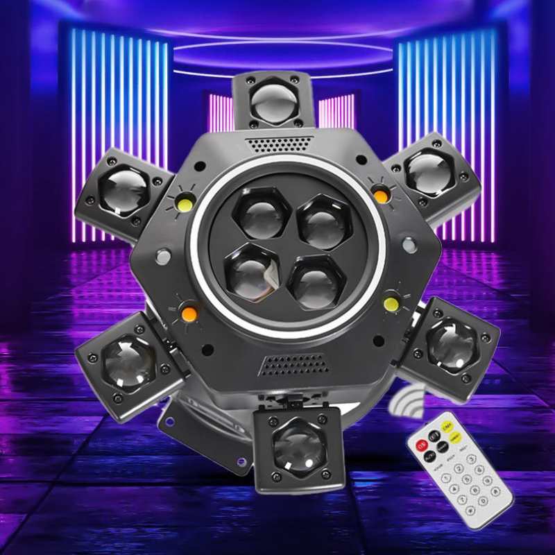 ไฟดิสโก้ DJ 150w LED Light Ring หมุนไฟปาร์ตี้ พร้อมแสงเลเซอร์ 6 แขน Bee Eye Moving Head Light ไฟผับ 