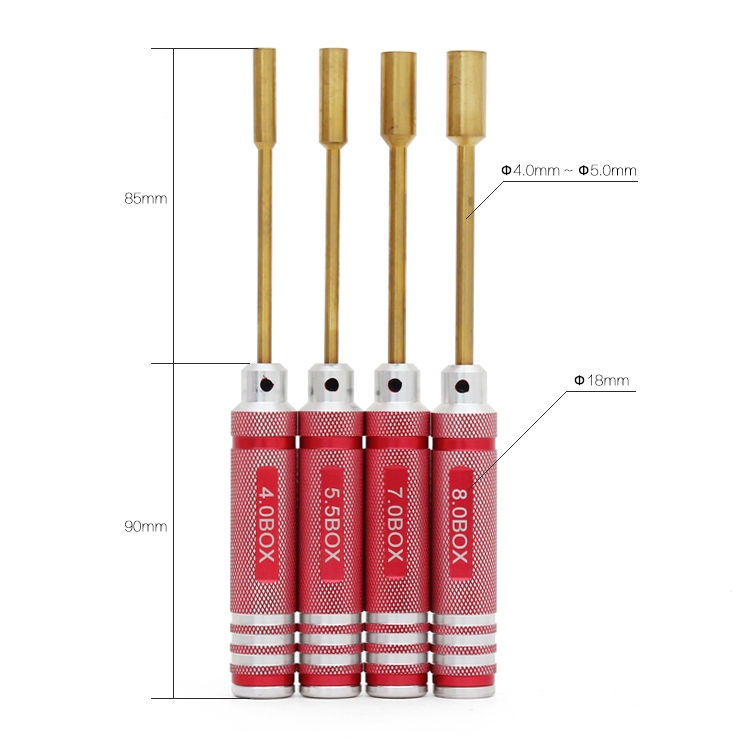 Socket Drivers Bits Kit – Red ขนาด 4.0 / 5.5 / 7.0 / 8.0 BOX ชุดหัวบล็อกสำหรับงาน RC และงานซ่อมทั่วไป