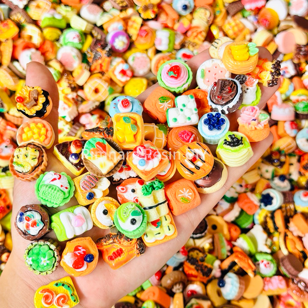 [50 ชิ้น] เรซิ่นของกินอาหารขนม เรซิ่นจำลองเค้กหวานโฮมเมด หลากหลายรูปแบบและสีสันสดใส