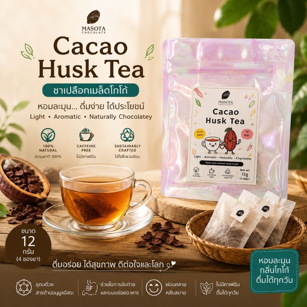 ชาช็อคโกแลต​ จากเปลือกเมล็ดโกโก้ Cocoa Husk Tea