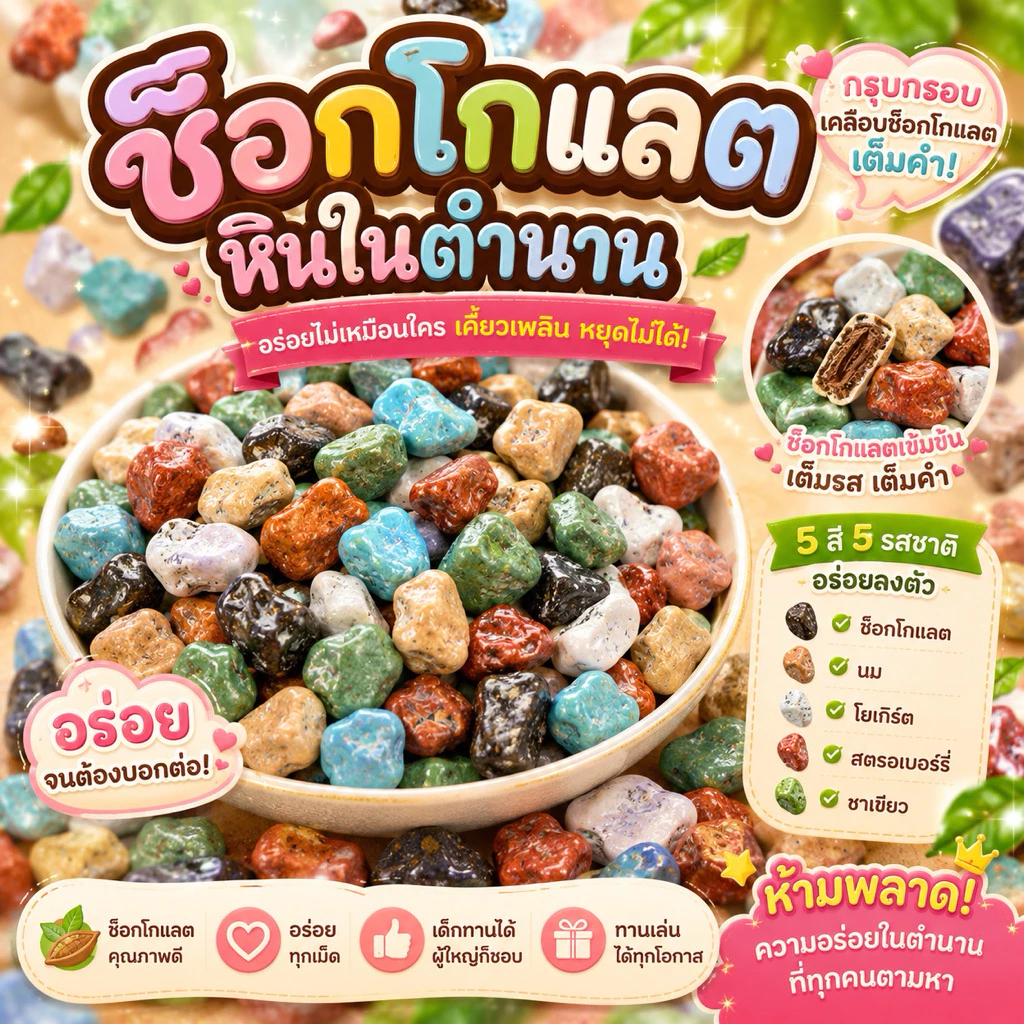 ช็อกโกแลต รูปแบบต่างๆอร่อยเกรดพรีเมี่ยม หนึบหนับ ช็อกโกแลตกรอบฟินหวานน้อย