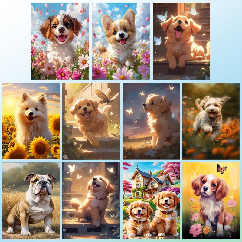 Diamond Painting 5D DIY DOG หมา ครอสติสคริสตัล 5 มิติ ปักครอสติส ภาพติดเพชร รูปภาพ 30x40 cm.