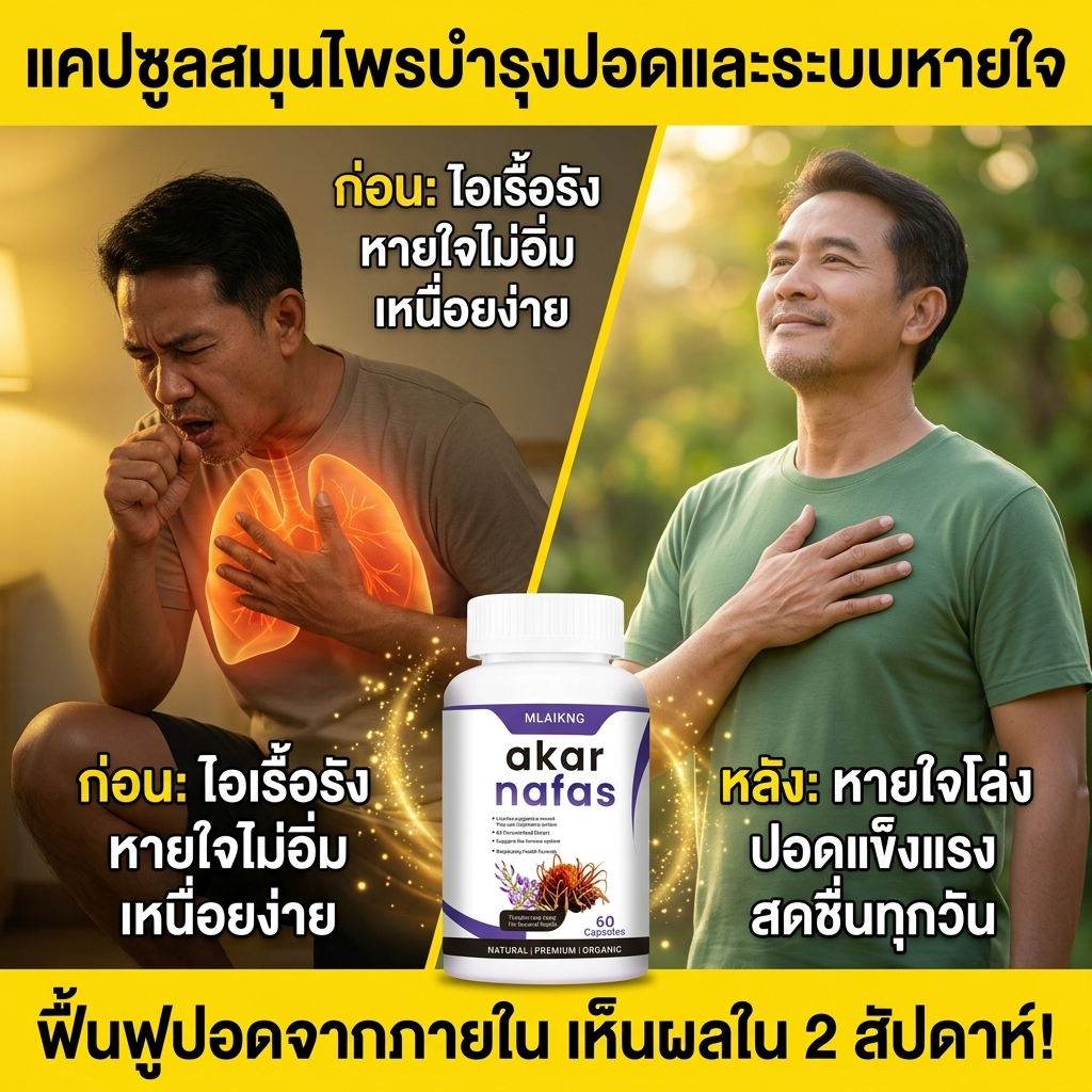 【บำรุงปอดและระบบหายใจ】แคปซูลสมุนไพรธรรมชาติช่วยเสริมสร้างสุขภาพปอดและสนับสนุนการหายใจ ผลิตภัณฑ์เพื่อสุขภาพ