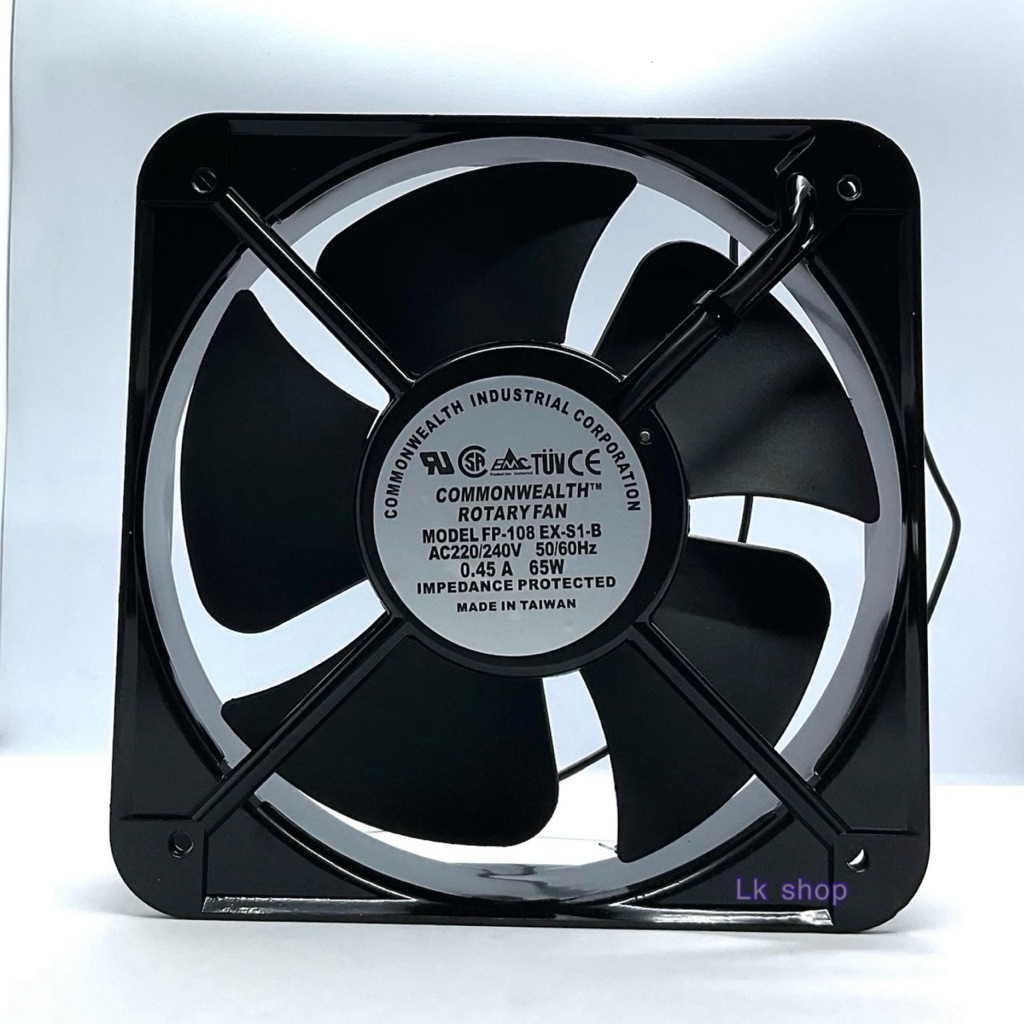พัดลม 8นิ้ว Model : FP-108 EX-S1-B AC220-240 50/60Hz 0.45A 65W size 200x200x60mm