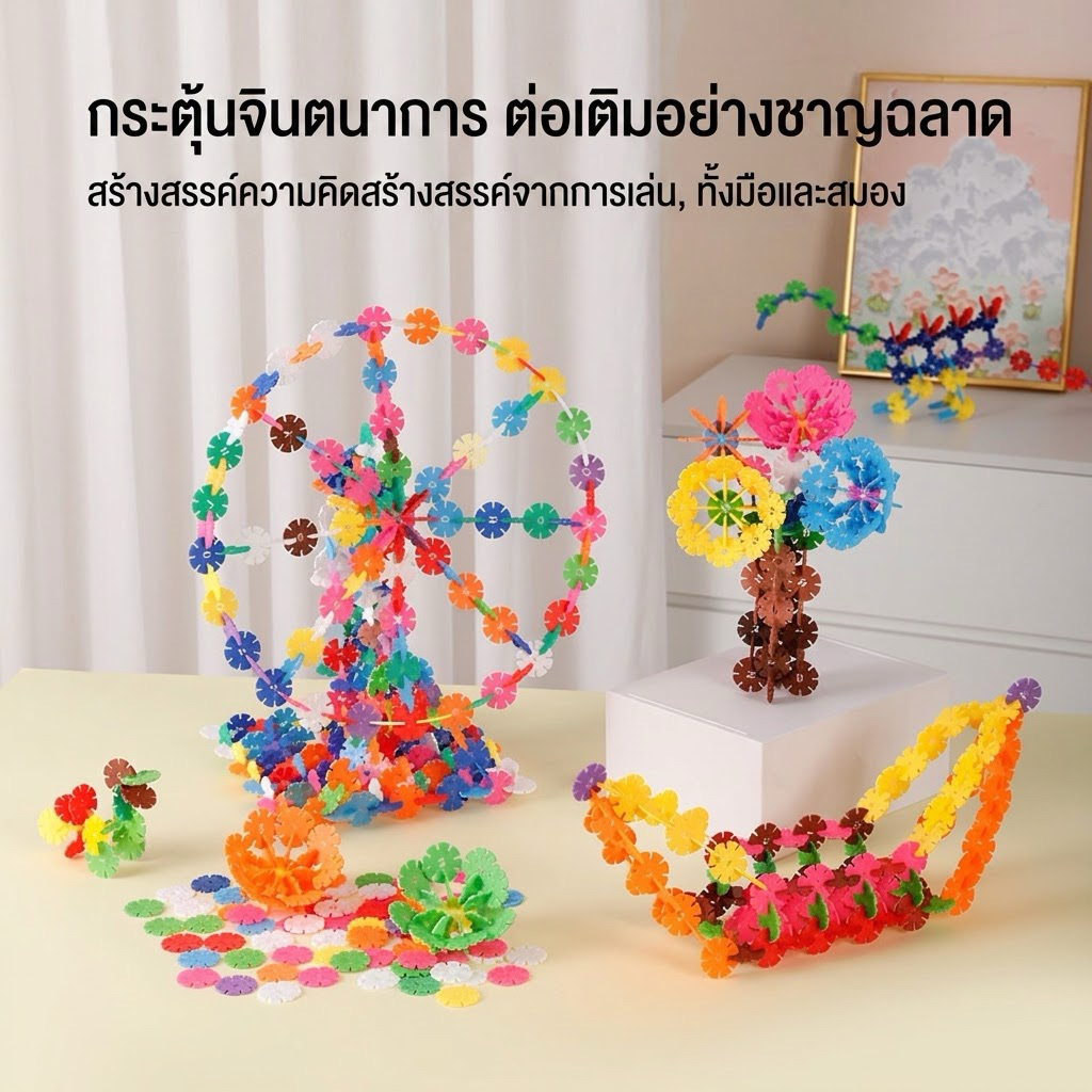 พร้อมส่งในไทย ของเล่นบล็อกตัวต่อ 300 ชิ้นตัวต่อ ตัวต่อเกล็ดหิมะ ของเล่นเพื่อการศึกษา ไม่มีกล่อง
