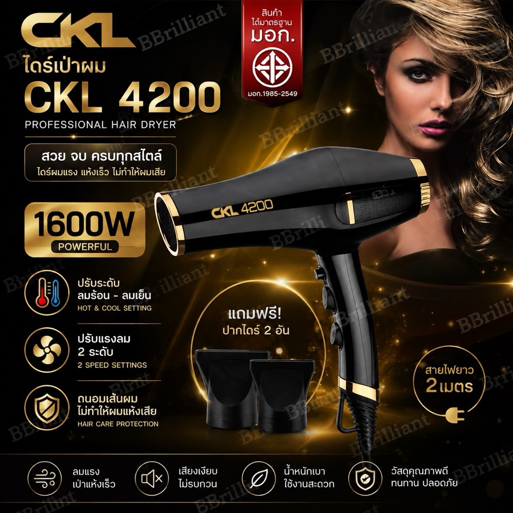 CKLไดร์เป่าผม ขนาดใหญ่ CKL-4200 รุ่น HairDryer-CKL-4200-54B-K3