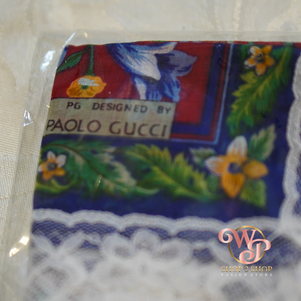 ✨ งานแรร์วินเทจ  ผ้าเช็ดหน้า PAOLO GUCCI ของใหม่✨