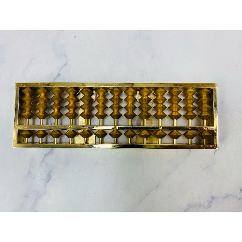 ลูกคิดโลหะชุบทอง(24KGP)เครื่องคิดเลขโบราณหรือของมงคลสะสม ขนาด 57x177x16mm.(30 : 24KGP)สินค้าใหม่ ไม่