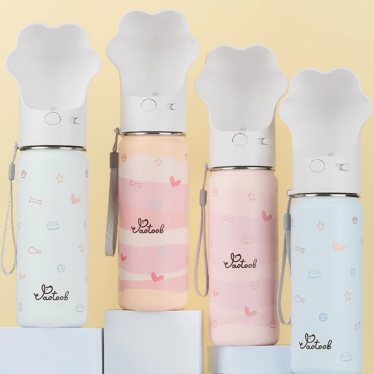 Jaotoob ขวดน้ำสัตว์เลี้ยงพกพา สแตนเลส เก็บความเย็น 12 ชั่วโมง 18 oz 550 ml กระติกน้ำสุนัข Food Grade thumbnail 10