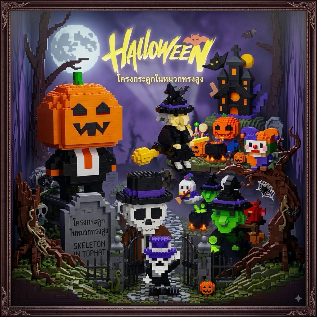 พร้อมส่งในไทย ตัวต่อไซส์ M Horror Series - Halloween Set