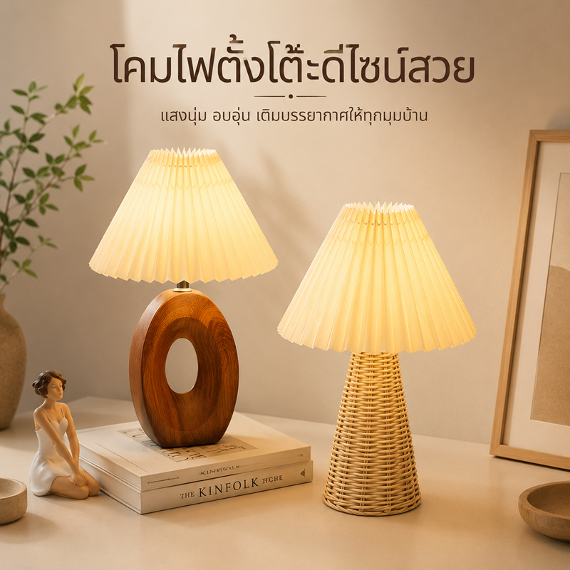 โคมไฟหวาย โคมไฟญี่ปุ่น (ปรับ3สี)  แบบเสียบ usb โคมไฟตั้งโต๊ะมินิมอลสไตล์ญี่ปุ่น ลายไม้ มินิมอล ตกแต่งบ้าน