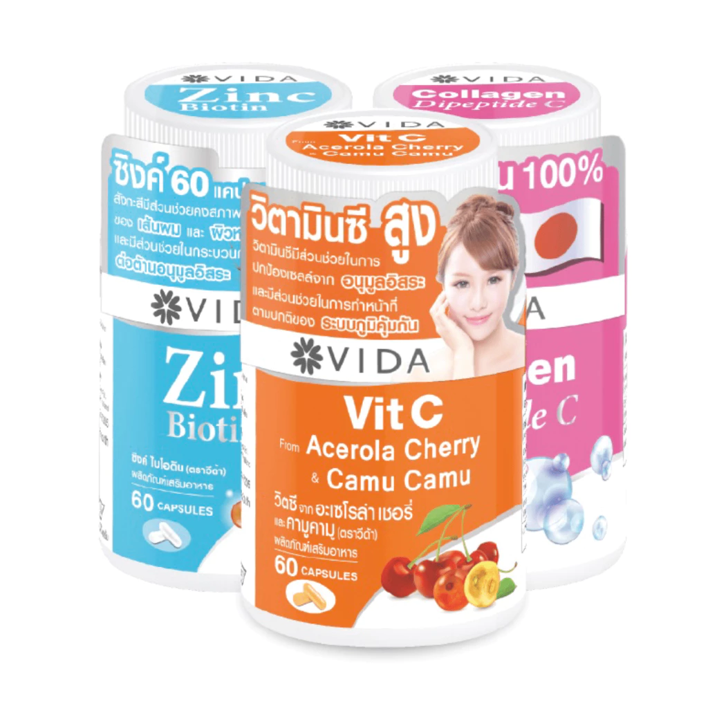 [Set] Vit C Acerola cherry 60 Capsules + Zinc Biotin 60 Capsules + Collagen Dipeptide C 60 Capsules