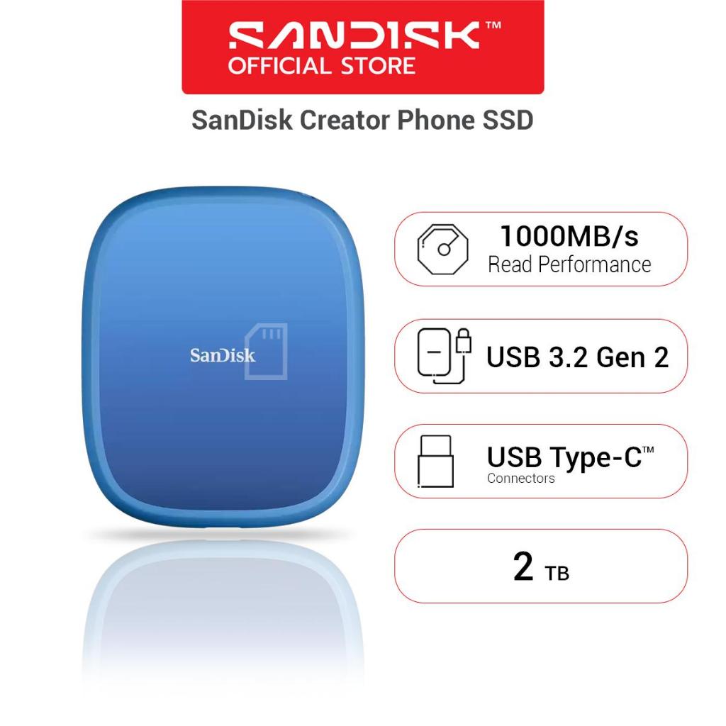 SanDisk Creator Phone SSD  - 2TB up to Read 1000MB/s , write 950MB/s( SDSSDE62C-2T00-G25 ) 5Y