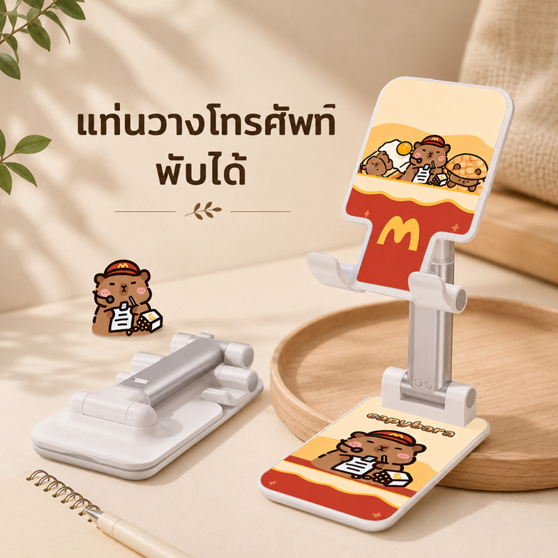 ที่วางมือถือลายการ์ตูน ที่วางมือถือพับได้สไตล์ญี่ปุ่น ลายการ์ตูนน่ารัก ปรับระดับได้อิสระ พกพาสะดวก