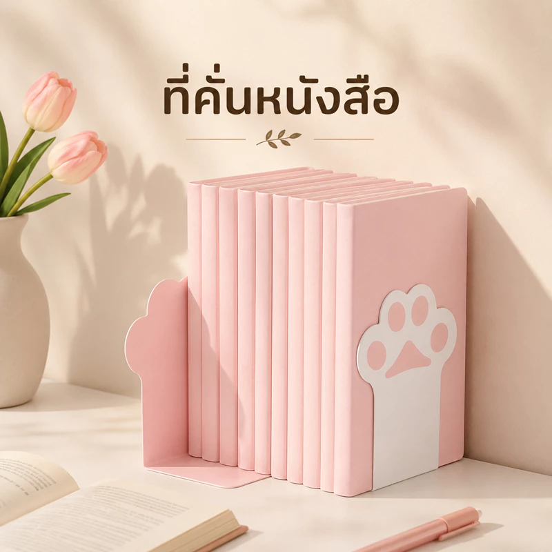 ที่คั่นหนังสือรูปอุ้งเท้า ที่กั้นหนังสือรูปอุ้งเท้าแมว Bookend ชั้นวางหนังสือ ที่ตั้งหนังสือ ลายน่ารัก มินิมอล (1 คู่)