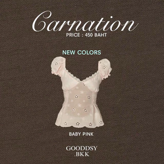 Gooddsy.bkk | ( พร้อมส่งนะคะ ) Carnation เสื้อรัดรูปแขนตุ๊กตาผ้าปักลายดอกไม้ เสื้อแขนตุ๊กตาน่ารักๆ เสื้อแขนตุ๊กตาคอหัวใจ