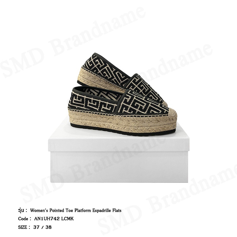 Balmain รองเท้าสลิปออนผู้หญิง รุ่น Women's Pointed Toe Platform Espadrille Flats Code: AN1UH742 LCMK