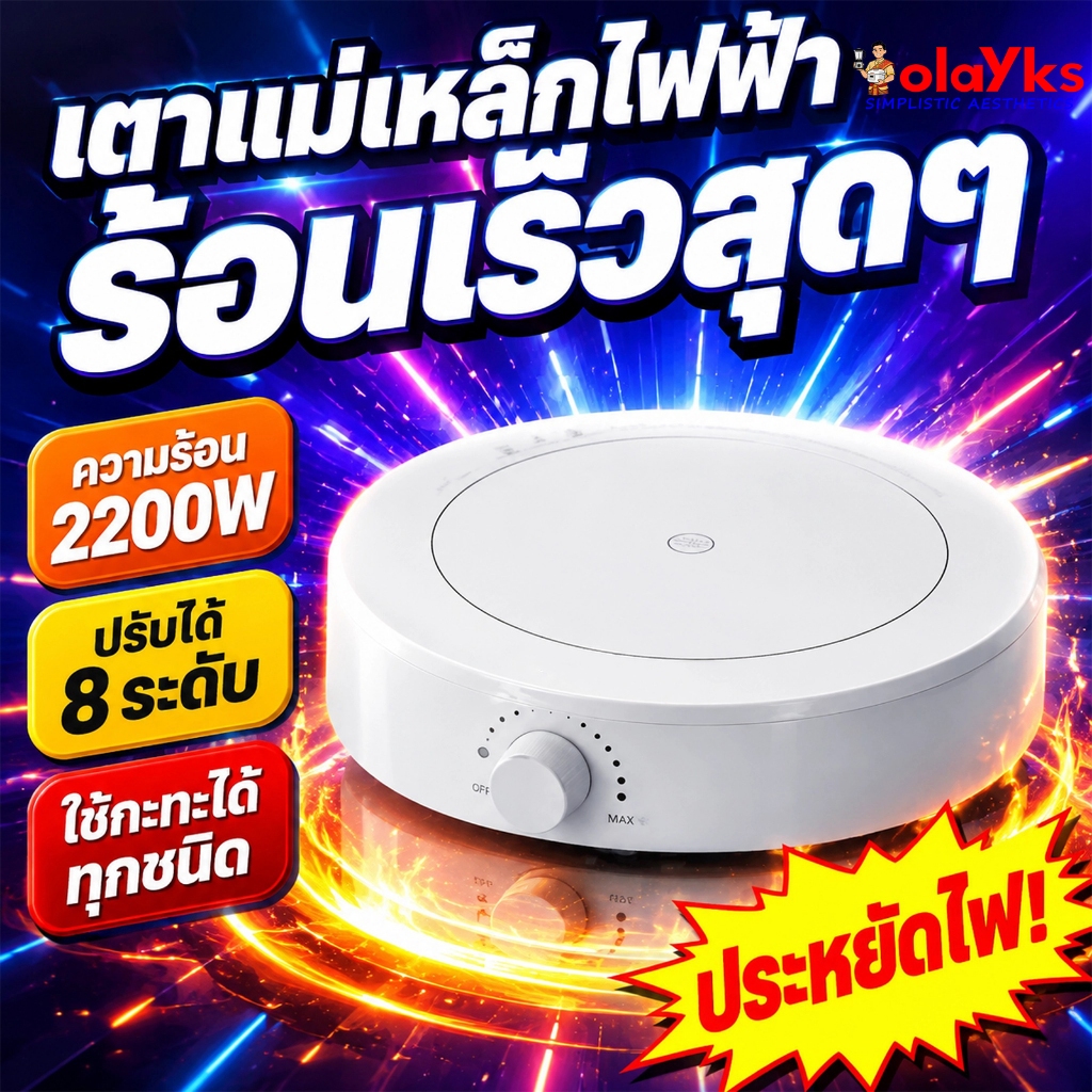 เตาแม่เหล็กไฟฟ้าพกพา 2200วัตต์ ปรับได้8ระดับความร้อน ใช้ได้ทุกชนิดหม้อ เตาไฟฟ้าประหยัดพลังงานสำหรับครัวเรือน