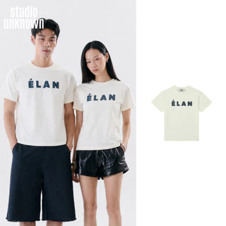 STUDIO UNKNOWN - (UNISEX) ÉLAN Regular Typo Regular T-shirt เสื้อยืดคอกลมสกรีนลาย Typography