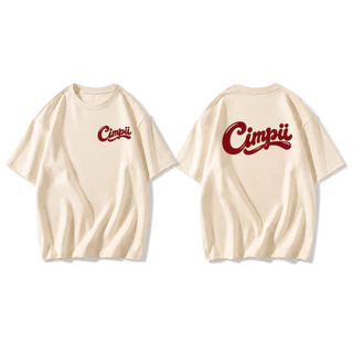 เสื้อโซโลน่า oversize สไตล์เกาหลี ผู้หญิง พิมพ์ลายตัวอักษรวินเทจ ด้านหน้า‑ด้านหลัง ข้อความภาษาอังกฤษ แขนสั้น ทรงกว้าง ใส