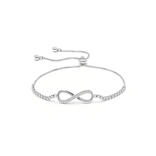 LS jewelry สร้อยข้อมือแพลทินัม อินฟินิตี้ ผู้หญิง แฟชั่น ประดับคริสตัล ปรับขนาดได้ ของขวัญคู่ b2302