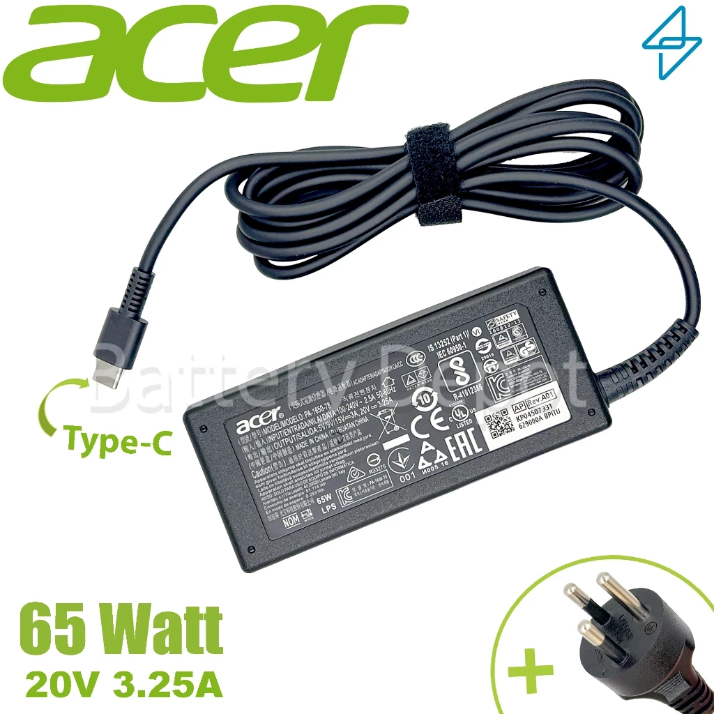 Acer Adapter ของแท้ Acer (สำหรับ Acer Lite AL14-51M, AL14-31P / Aspire Lite 16 AL16-52P Series) 65w Type-C สายชาร์จ Acer
