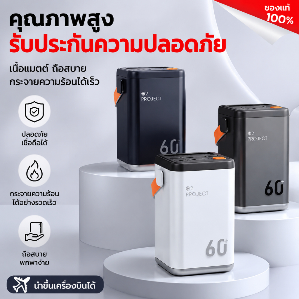 พาวเวอร์แบงค์ 100000mAh พร้อมหูหิ้วและไฟฉายคู่ - เหมาะสำหรับการใช้งานประจำวัน การเดินทาง และสถานการณ
