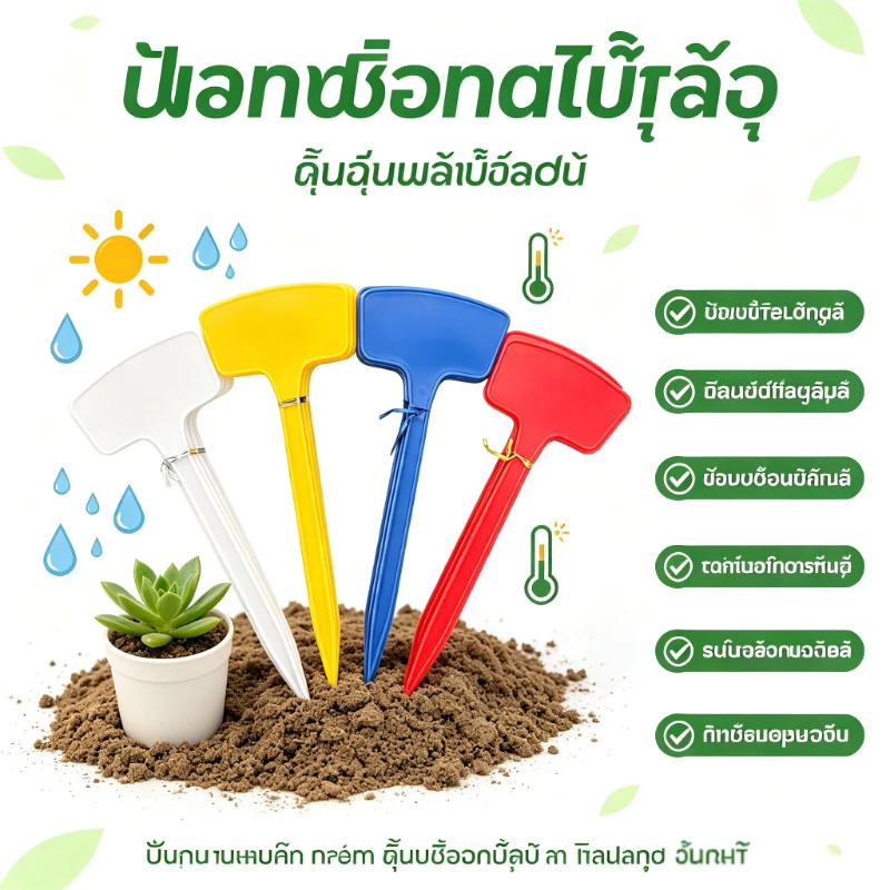 ป้ายชื่อต้นไม้พลาสติก PP 10 ชิ้น ขนาด 8x20cm กันน้ำ ทนทาน ป้ายแท็กปักดิน สำหรับสวน กระถางต้นไม้ เมล็ดพันธุ์